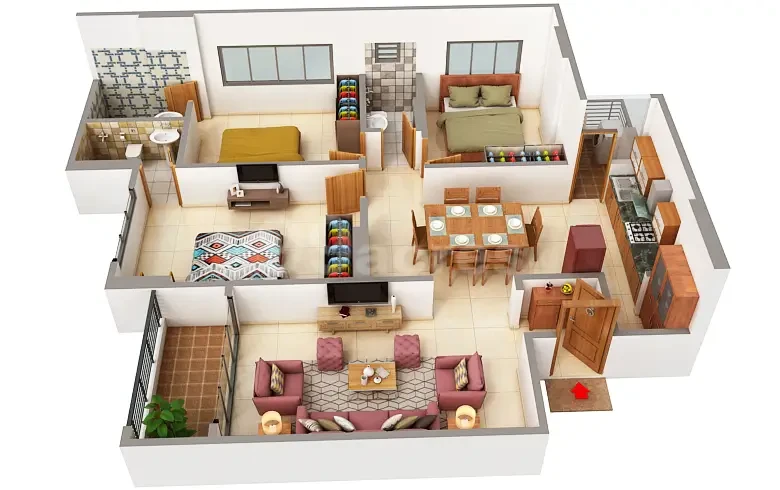 3 BHK Elegance Floor Plan - Adani Augusta