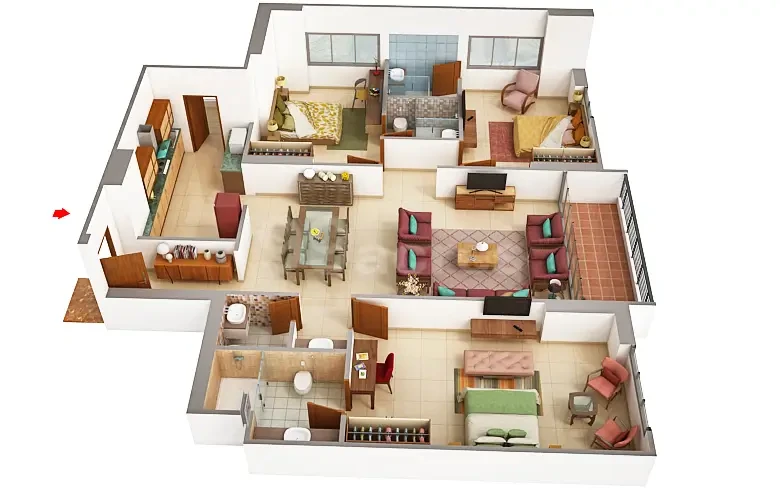 3 BHK Elegance Floor Plan - Highline by AG Group