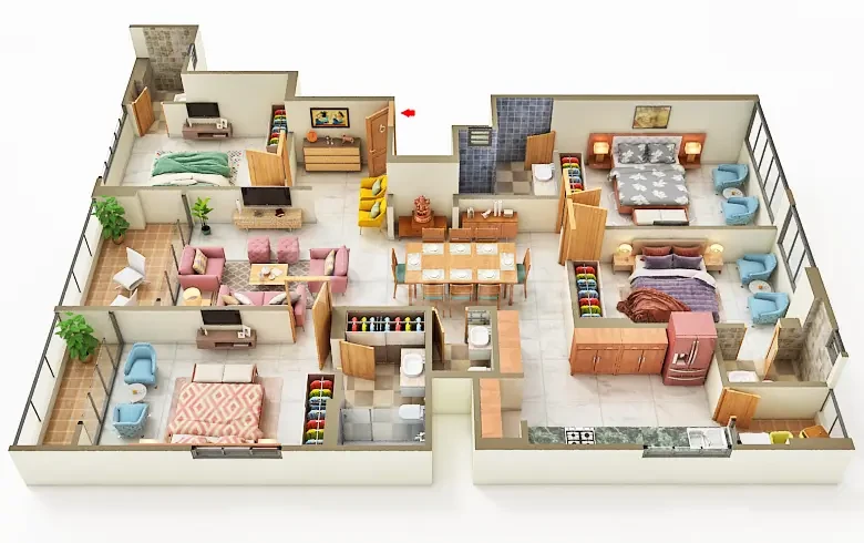 4 BHK Grandeur Floor Plan - Aaryan The One