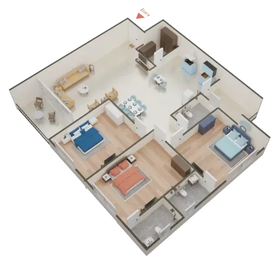 3 BHK Elegance Floor Plan - Arcus Aura