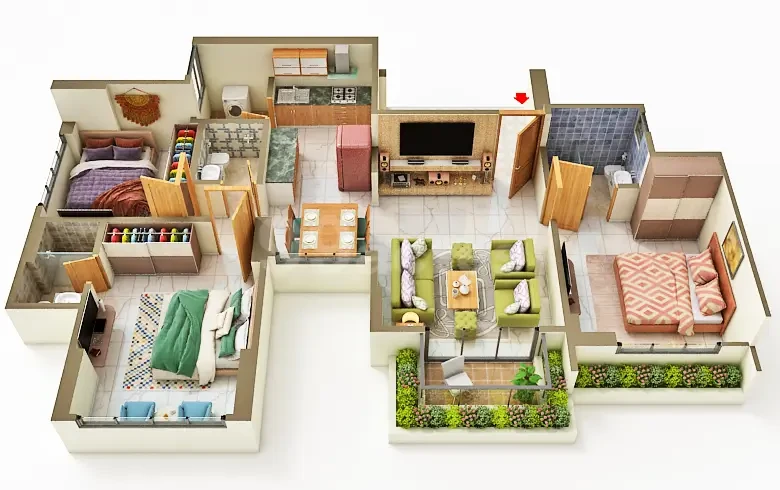 3 BHK Elegance Floor Plan - Dev The Galaxy