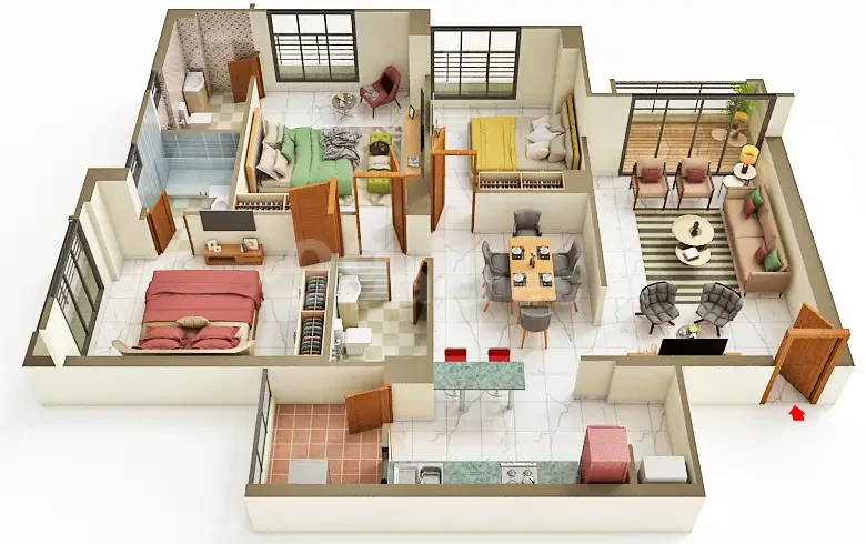 3 BHK Elegance Floor Plan - Goyal Orchid Regal