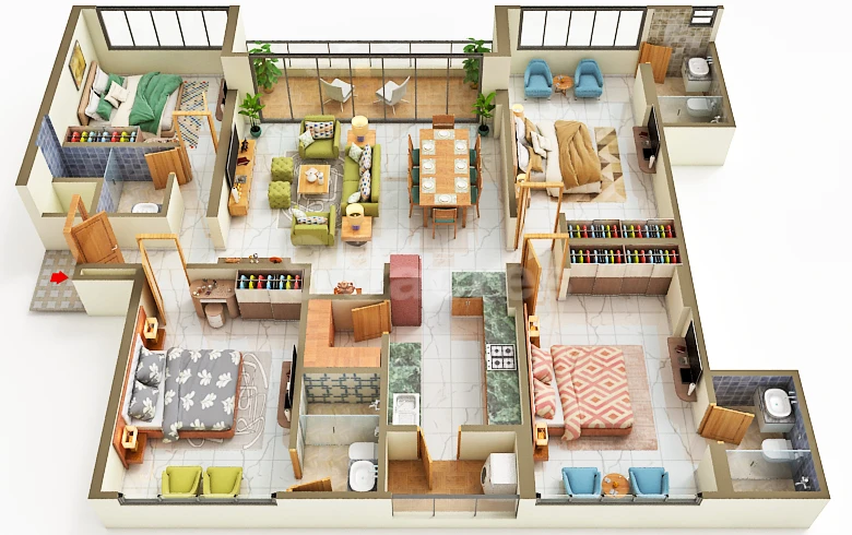 4 BHK Elegance Floor Plan - Ivory Springs