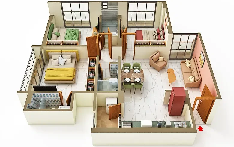 3 BHK Elegance Floor Plan - Laxmi One01
