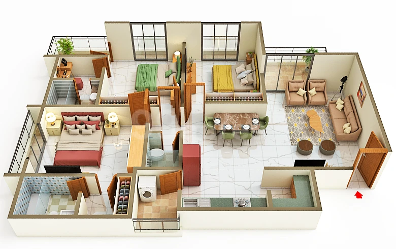 3 BHK Elegance Floor Plan - Pramukh Pentagon