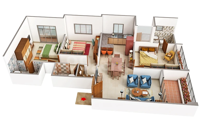 3 BHK Elegance Floor Plan - The Q