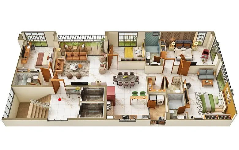 4 BHK Grandeur Floor Plan - The Seven by RB Builder