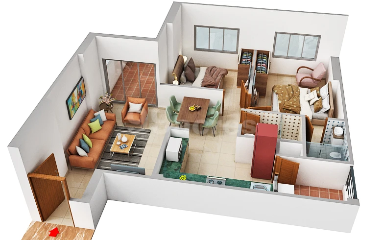 3 BHK Elegance Floor Plan - Shilp North Sky
