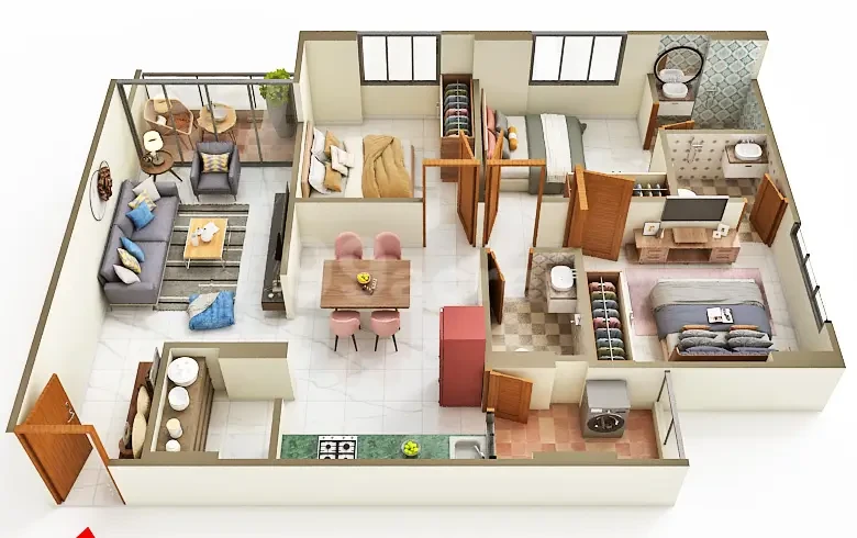 3 BHK Elegance Floor Plan - Shruti Apartment