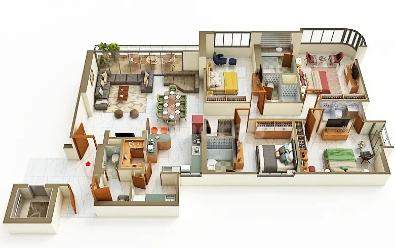 4 BHK Grandeur Floor Plan - Safal Paarijat Eros