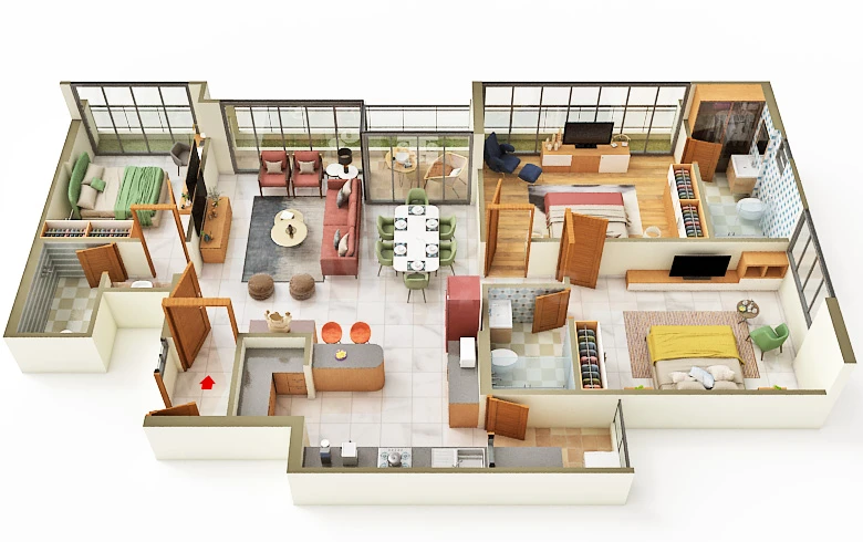 3 BHK Elegance Floor Plan - The Privilon by Dev Vinayak