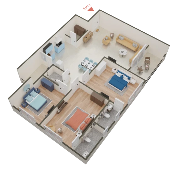 3 BHK Elegance Floor Plan - Vandematram Sky 100